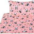 thumbnail image 1 of J-pinno Pink Panda Bamboo Cartoon 100% Cotton 3 Pieces Twin Sheet Set for Kids Girls Boys Children Flat Sheet + Fitted Sheet + Pillowcase Bedding Decoration Gift Set, 1 of 5