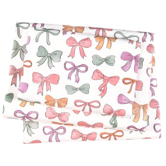 J pinno Princess Ballet Bowknot Bow Pink Green Purple Twin Sheet Set for Kids Girl Children 100%  Cotton Flat Sheet Fitted Sheet Pillowcase Bedding Set
