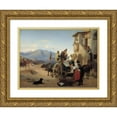 thumbnail image 1 of Jørgen Sonne 14x12 Gold Ornate Wood Frame and Double Matted Museum Art Print Titled - Roman Peasants Going to Market (1836 - 1837), 1 of 4