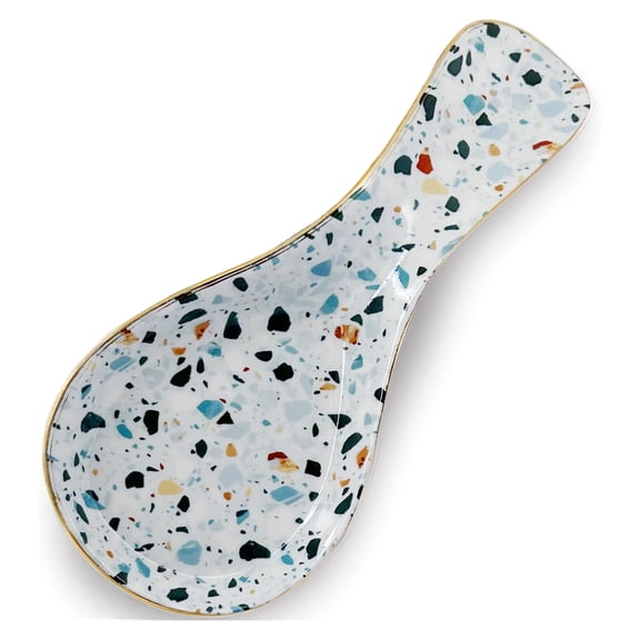 J.west Ceramic Terrazzo Marble Spoon Rest Blue