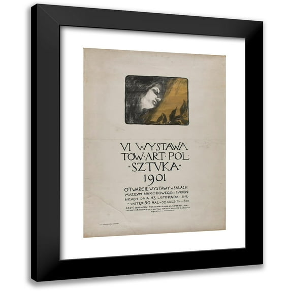 Józef Czajkowski 11x14 Black Modern Framed Museum Art Print Titled - Vi Exhibition of the Society of Polish Artists 'Art' (1901)