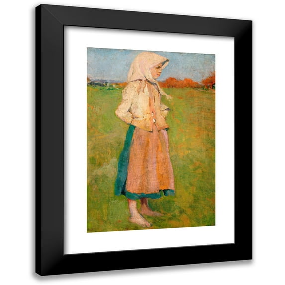 Józef Mehoffer 11x14 Black Modern Framed Museum Art Print Titled - Village Girl (1894)