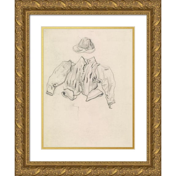 Józef Mehoffer 11x14 Gold Ornate Wood Frame and Double Matted Museum Art Print Titled - Dress Study (1885)