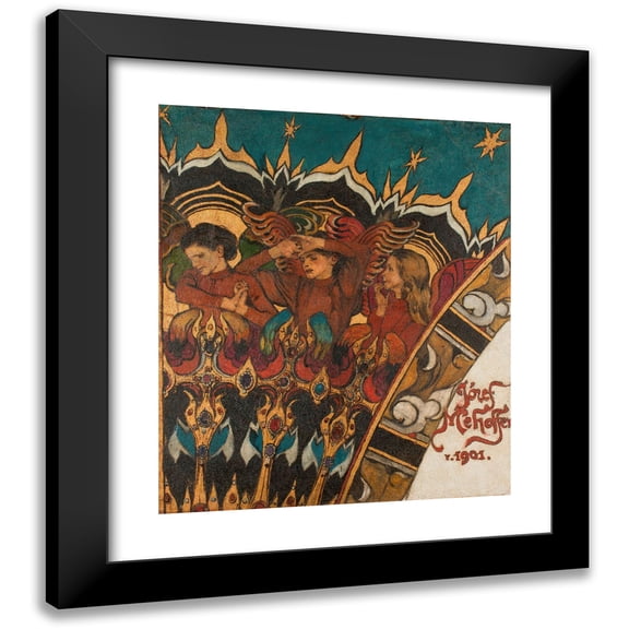 Józef Mehoffer 12x14 Black Modern Framed Museum Art Print Titled - Three Angels (1901)