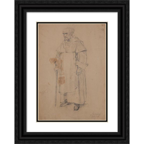 Józef Mehoffer 18x24 Black Ornate Framed Double Matted Museum Art Print Titled: Father Joachim Berthier (1918)