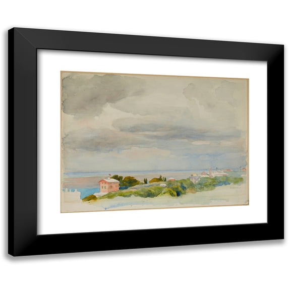 Józef Pankiewicz 24x19 Black Modern Framed Museum Art Print Titled - Italian Riviera (1898)