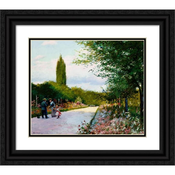 Józef Rapacki 17x15 Black Ornate Wood Framed Double Matted Museum Art Print Titled - In the Garden (1891)