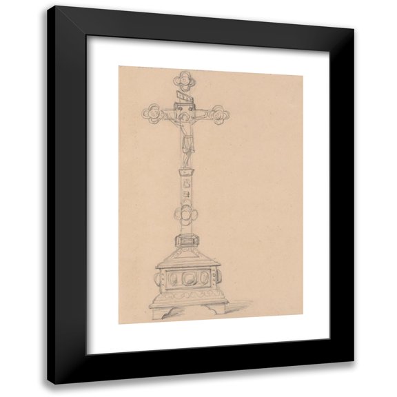 Józef Simmler 11x14 Black Modern Framed Museum Art Print Titled - Sketch of Crucifix for the Painting ‘Queen Jadwiga's Oath’ (1867)