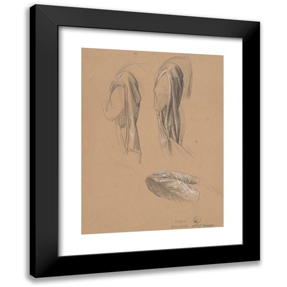 Józef Simmler 11x14 Black Modern Framed Museum Art Print Titled - Studies of the Queen's Dress Sleeves for the Painting ‘Queen Jadwiga's Oath’ (1867)