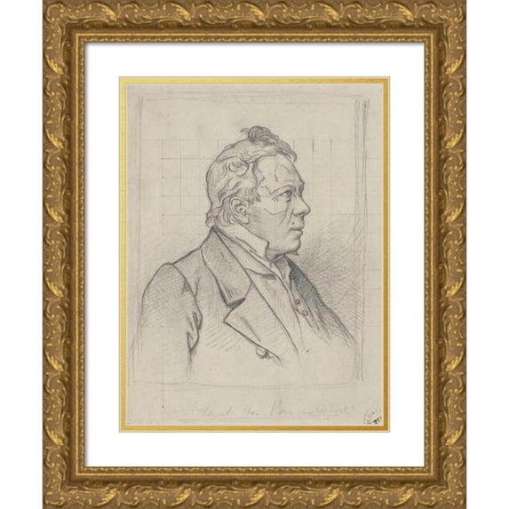 Józef Simmler 12x14 Gold Ornate Wood Frame and Double Matted Museum Art Print Titled - A Man's Portrait Study (1860-1867)