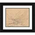 thumbnail image 1 of Józef Simmler 14x12 Black Ornate Wood Framed Double Matted Museum Art Print Titled: Mountain Landscape (1856), 1 of 5