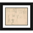 thumbnail image 1 of Józef Simmler 14x12 Black Ornate Wood Framed Double Matted Museum Art Print Titled: Sketches of Roman and Gothic Architectural Details and Medieval Armour (1861-1867), 1 of 5