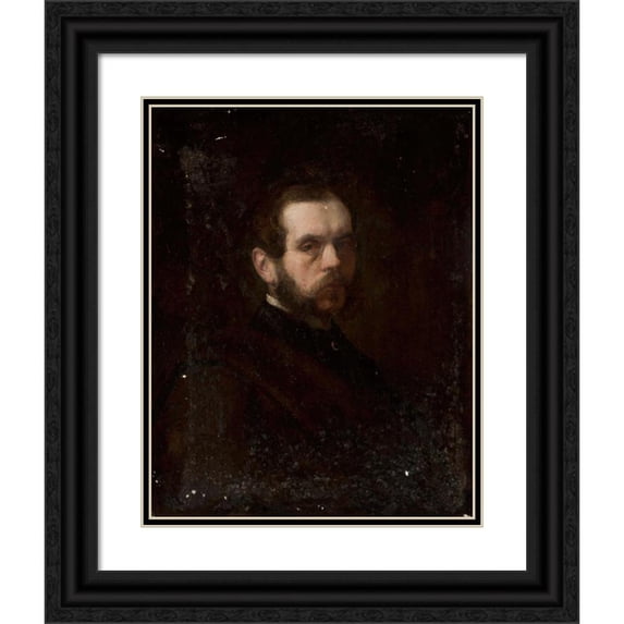Józef Simmler 15x18 Black Ornate Wood Framed Double Matted Museum Art Print Titled - Portrait of a Man (1856)