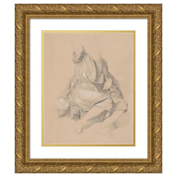 Józef Simmler 15x18 Gold Ornate Wood Frame and Double Matted Museum Art Print Titled - Study of Jacob's Robes for the Painting ‘The Immaculate Conception of the Blessed Virgin Mary’ (1864)