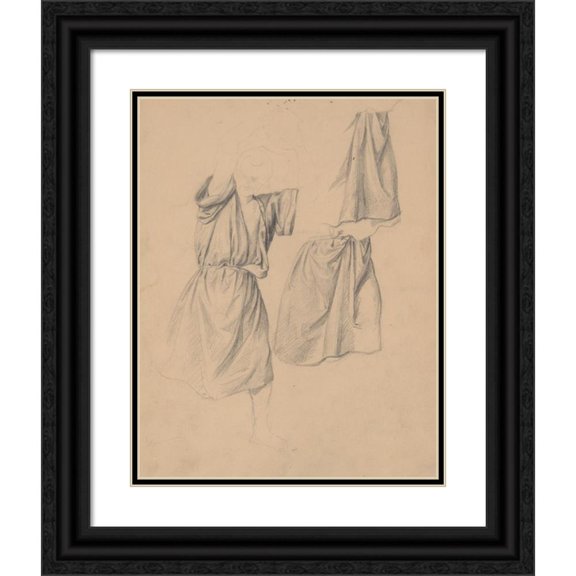 Józef Simmler 20x24 Black Ornate Framed Double Matted Museum Art Print Titled: Studies of the Robes of the Executioner with an Axe (1866-1867)