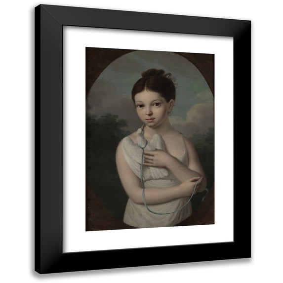 Józef Sonntag 18x24 Black Modern Framed Museum Art Print Titled - Portrait of Jozia Walicka (1808-1880) with a Dove (Between 1811 and 1813)