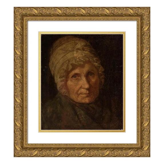 Józef Tadeusz Polkowski 15x17 Gold Ornate Wood Frame and Double Matted Museum Art Print Titled - Portrait of a Woman in a Cap (1848)