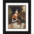 thumbnail image 1 of József Borsos 11x14 Black Ornate Wood Framed Double Matted Museum Art Print Titled: Girl with Flowers (1856), 1 of 5