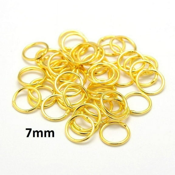 J019 - 100 pcs Golden Soldered Closed Jump Rings - 7mm - 18 Gauge (1mm Thick)