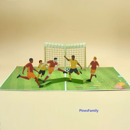J02-3D Pop-Up Card: Soccer Players in Action! Perfect Gift for Soccer and Sports Fans