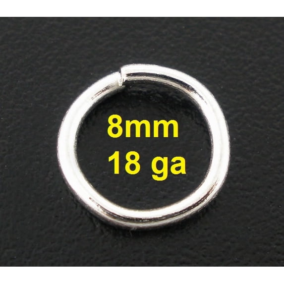 J082 - 400 pcs Silver Plated Open Jump Rings - 8mm - 18 Gauge