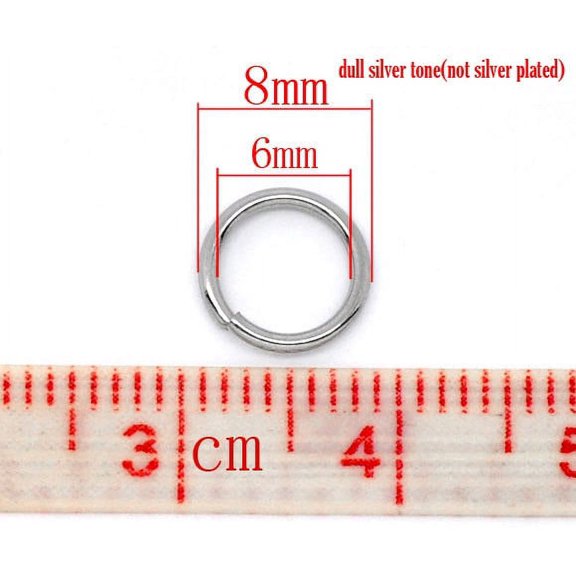 J109B - 500 pcs Stainless Steel Open Jump Rings 8mm - 18 Gauge - Silver Tone