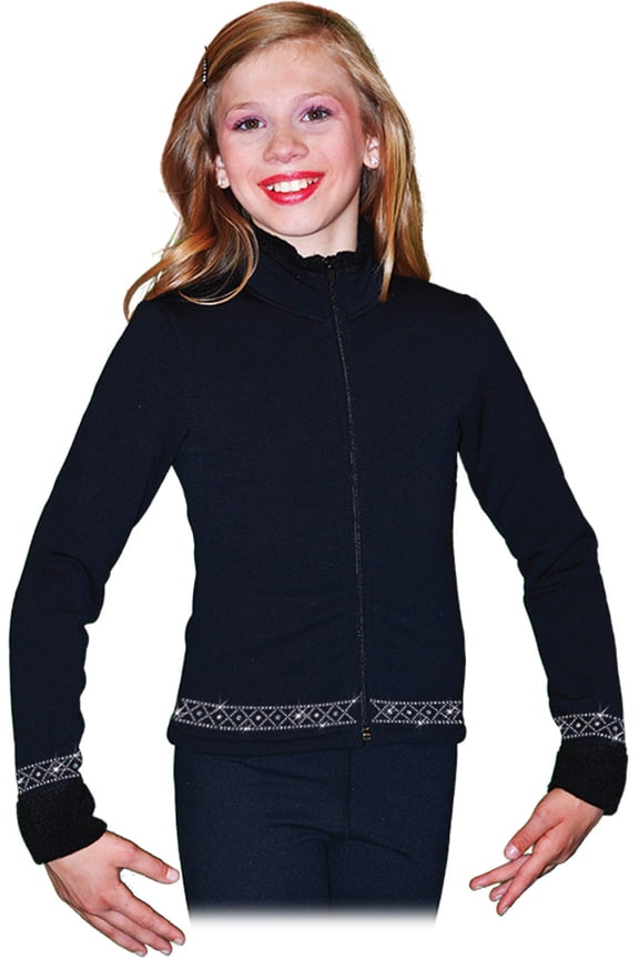 J11 Solid Polar Fleece Fitted Figure Skating Jacket w/ Crystals (CS, AB Crystal)
