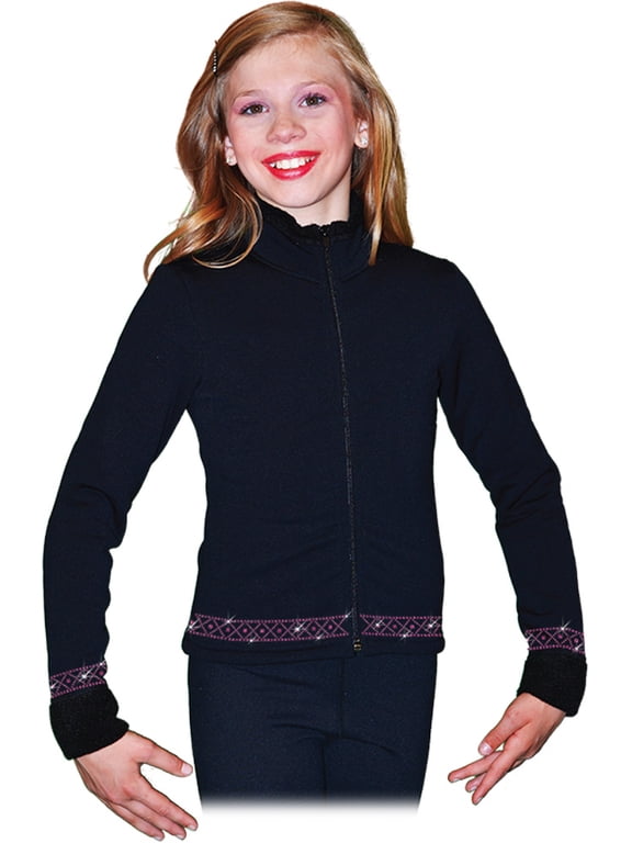 J11 Solid Polar Fleece Fitted Figure Skating Jacket w/ Crystals (CXXS, FS Crystal)