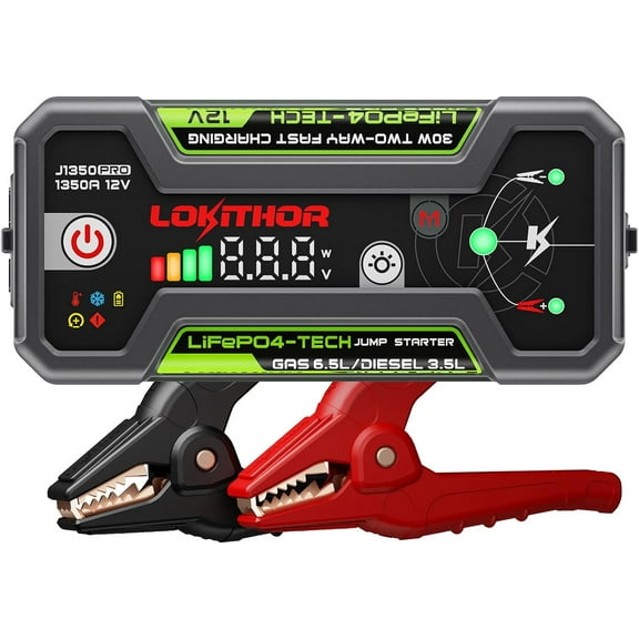 J1350 PRO Jump Starter with ConnectMax, 1350 Amp LiFePO4 Box for 6.5L Gas and 3.5L Diesel Engines, Car Jumper Portable 30W Two-Way Fast Charging More 2000 Cycle Life