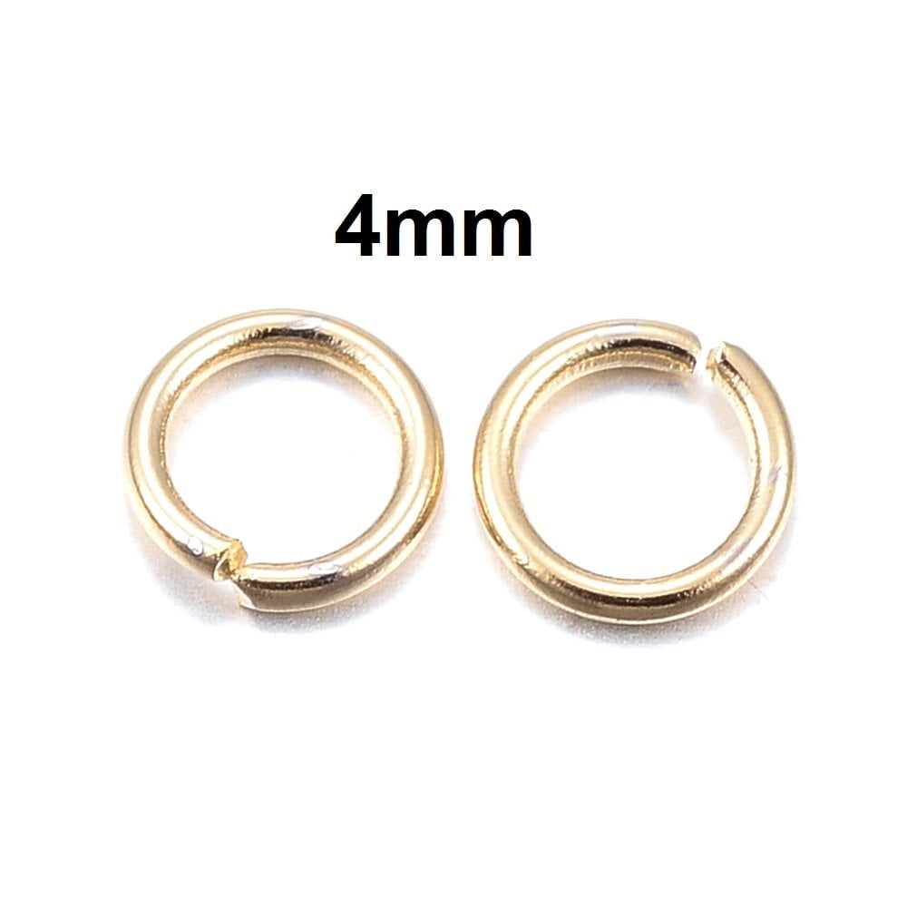 J141B - 1000 pcs 304 Stainless Steel Open Jump Rings 4mm - 24 Gauge (0.6mm Thick) - Gold Tone - High Quality!
