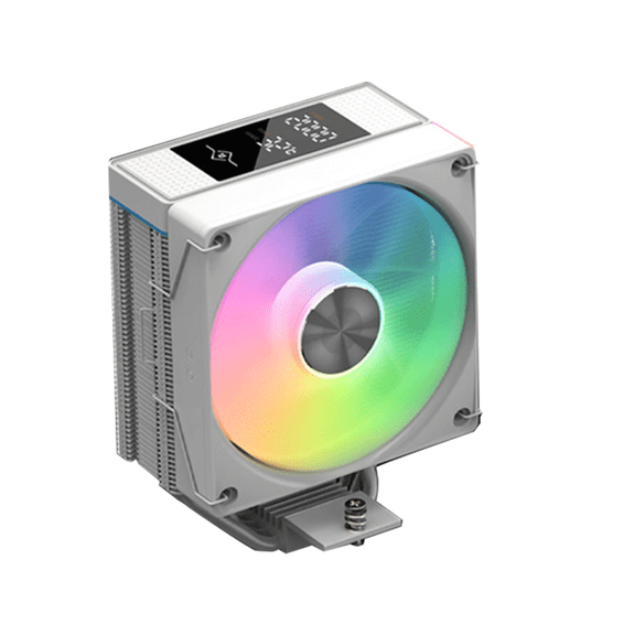 J15 4 Heat Pipes CPU Cooler Professional Digital Display Radiator- 250W 4PIN CPU Air Cooler for LGA1700 AM4 AM5 B,1 x CPU Cooler FAN,White