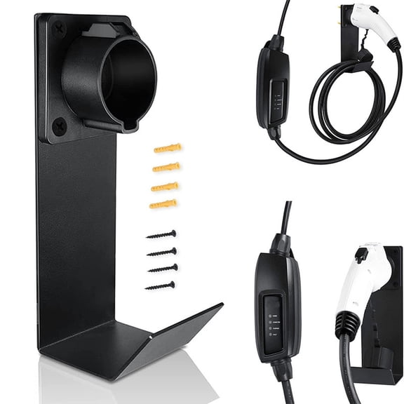 J1772 Ev Charging Cable Holder, Wall Mounted Charger Dock With J - Type Hook, Screws And Wall Plugs For Electric Vehicle Charging Stations, Home Garage Parking Lots