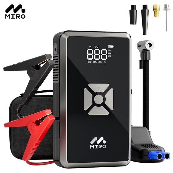 J18 Car Jump Starter with Air Compressor 150 PSI, 8000MAH Power Bank, 1000A Jump Starter 12V Car Battery LED Light
