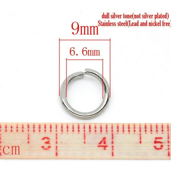 J182A - 100 pcs 304 Stainless Steel Open Jump Rings 9mm - 16 Gauge - THICK - HEAVY - High Quality - Silver Tone