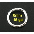 thumbnail image 1 of J190 - THICK - 200 pcs. Silver Plated Open Jump Rings - 8mm - 15 Gauge - HIGH QUALITY, 1 of 4