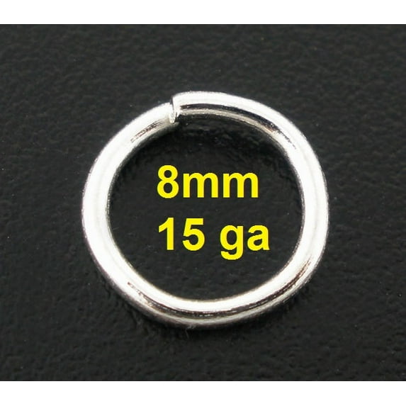 J190 - THICK - 200 pcs. Silver Plated Open Jump Rings - 8mm - 15 Gauge - HIGH QUALITY