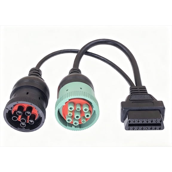 J1939 to OBD Adapter Cable, J1962 9-Pin Deutsch to 6-Pin Cummins Diagnostic Splitter