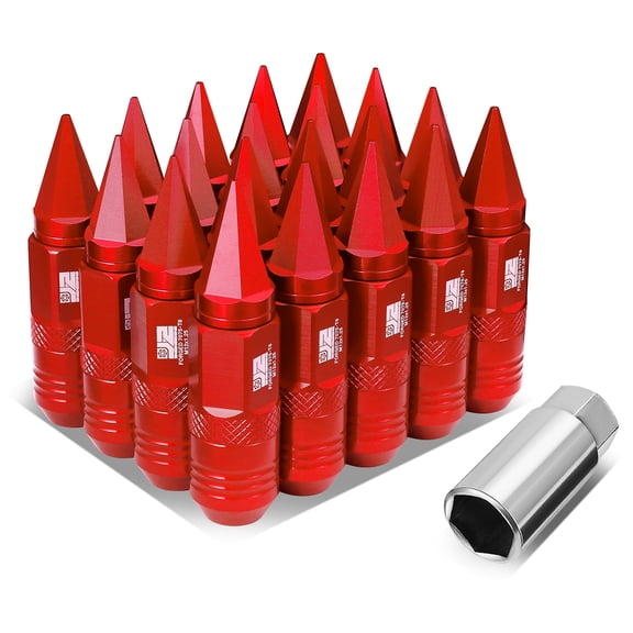J2 Engineering 20Pcs Red M12 x 1.25 Lug Nuts Open End Aluminum Replacement with Drive Extension Adapter J2-LN-T7-029-125-RD