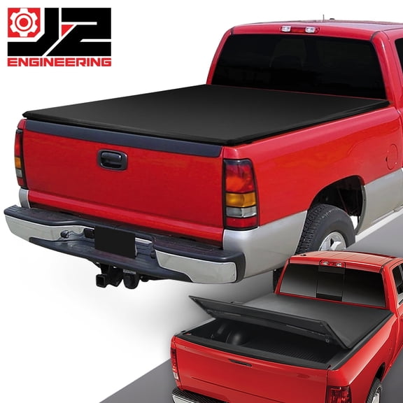 J2 Engineering For 19-25 Silverado Sierra 5.8' Fleetside Bed Vinyl Soft Tri-Fold Tonneau Cover