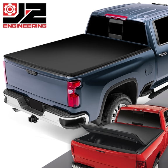 J2 Engineering For 20-25 Silverado/Sierra Heavy Duty 6'9" Vinyl Soft Top Tri-Fold Tonneau Cover