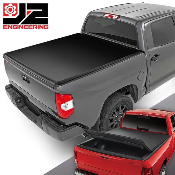 J2 Engineering For 22-24 Toyota Tundra 5.5' w/o Deck Rail Vinyl Soft Top Tri-Fold Tonneau Cover