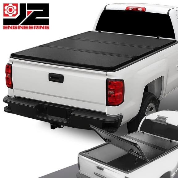 J2 Engineering Hard Solid Tri-Fold Tonneau Cover for 14-19 Silverado/Sierra w/ 6.5ft Short Bed