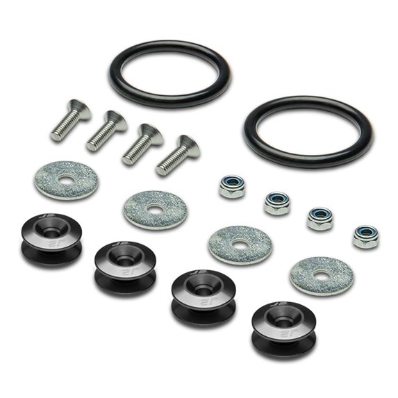 J2 Engineering Aluminum Front/Rear Trunk Bumper Quick Release Fastener Hatch Kit (Black)