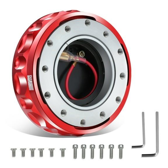 J2 Engineering J2-QR-ZTL-9070-RD Universal Fits 6 Bolt 70 / 74mm Steering Wheel Quick Release Hubs Adapter Red