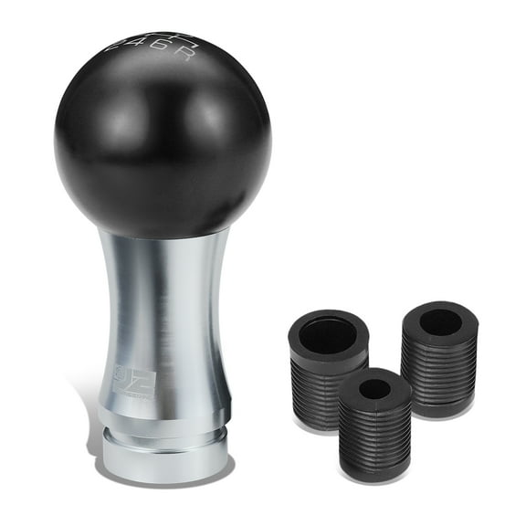 J2 Engineering J2-SK-010-BK Universal Fits 6-Speed Manual Transmission 2-Pc Ball Teardrop Style Shift Knob & Thread Adapters Black