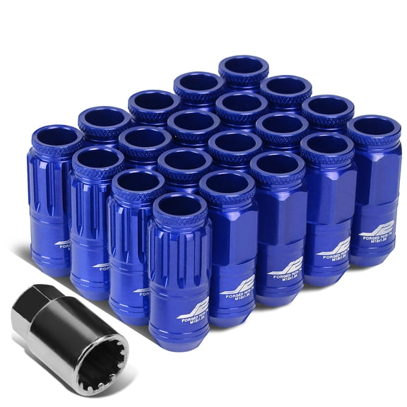 J2 Engineering LN-T7-002-125-BL J2 Engineering 7075 Aluminum M12 x 1.25 16 Pcs Open End Lug Nut 4 Pcs Lock with Key Blue