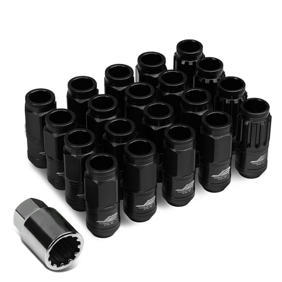 J2 Engineering LN-T7-002-15-BK J2 Engineering 7075 -T6 Forged Aluminum M12X1.5 16Pcs 50mm Height Open -End Lug Nut Set w / 4Pcs Lock+Key (Black)