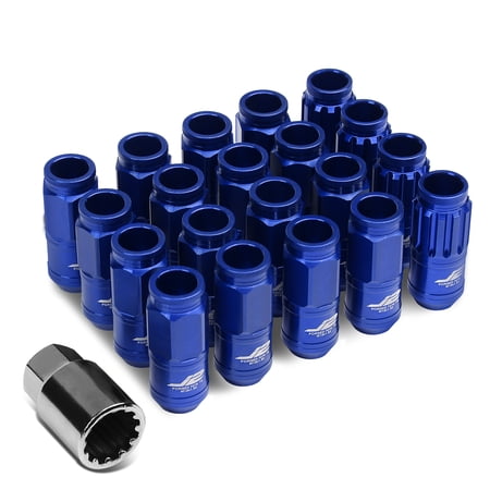 J2 Engineering LN-T7-002-15-BL J2 Engineering 7075 -T6 Forged Aluminum M12X1.5 16Pcs 50mm Height Open -End Lug Nut Set w / 4Pcs Lock+Key (Blue)