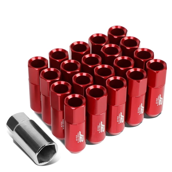 J2 Engineering LN-T7-003-15-RD J2 Engineering 7075 -T6 Forged Aluminum M12X1.5 20Pcs 60mm Height Open -End Lug Nut Set w / Socket Adapter (Red)
