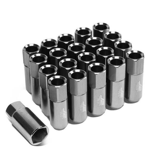 J2 Engineering LN-T7-003-15-SL J2 Engineering 7075 -T6 Forged Aluminum M12X1.5 20Pcs 60mm Height Open -End Lug Nut Set w / Socket Adapter (Silver)